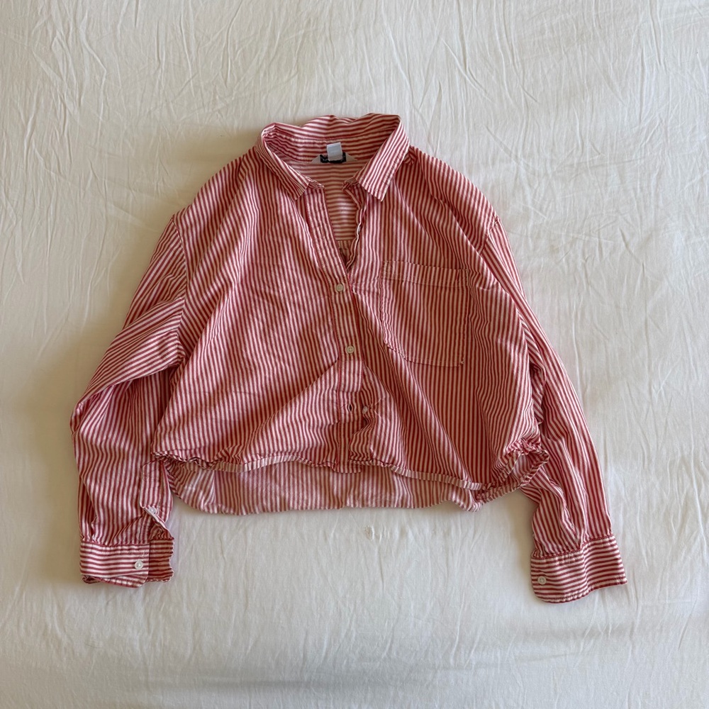 Old Navy Pink & White Striped Button-Down Shirt